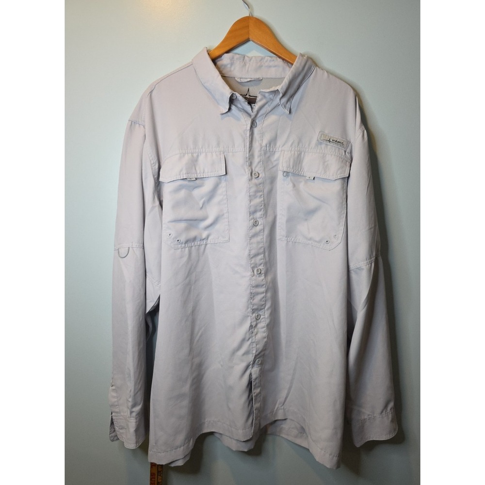 HABIT Men's Light Gray UPF 40+ UV Protection Long-Sleeve Fishing‎ Shirt Size 2XL